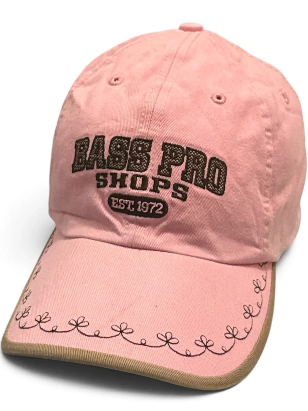 Bass Pro Shops Pink Embroidered Women's Baseball Cap with Tan Trim